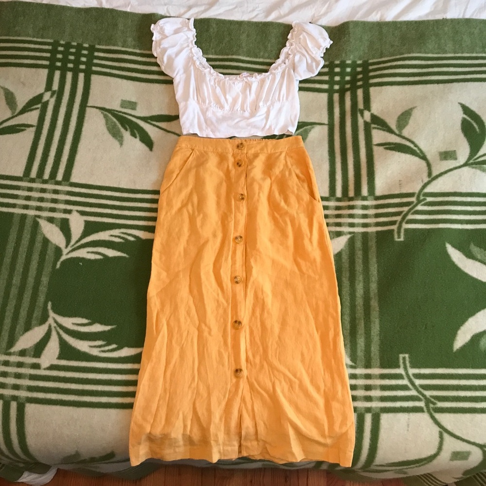Linen midi skirt